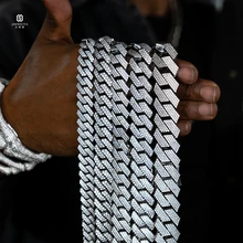 Hip Hop Moissanite Jewelry Luxury Men Necklace 8mm 10mm 12mm Past Diamond Test VVS Moissanite Cuban Link Chain
