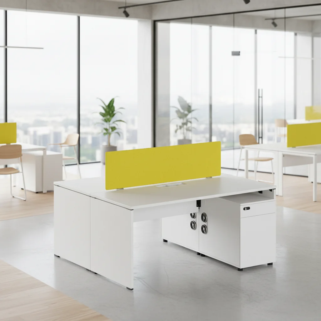 Double Row Professional Workstation Desk ABS Connection System Team Office Furniture Steel Frame Layout 2