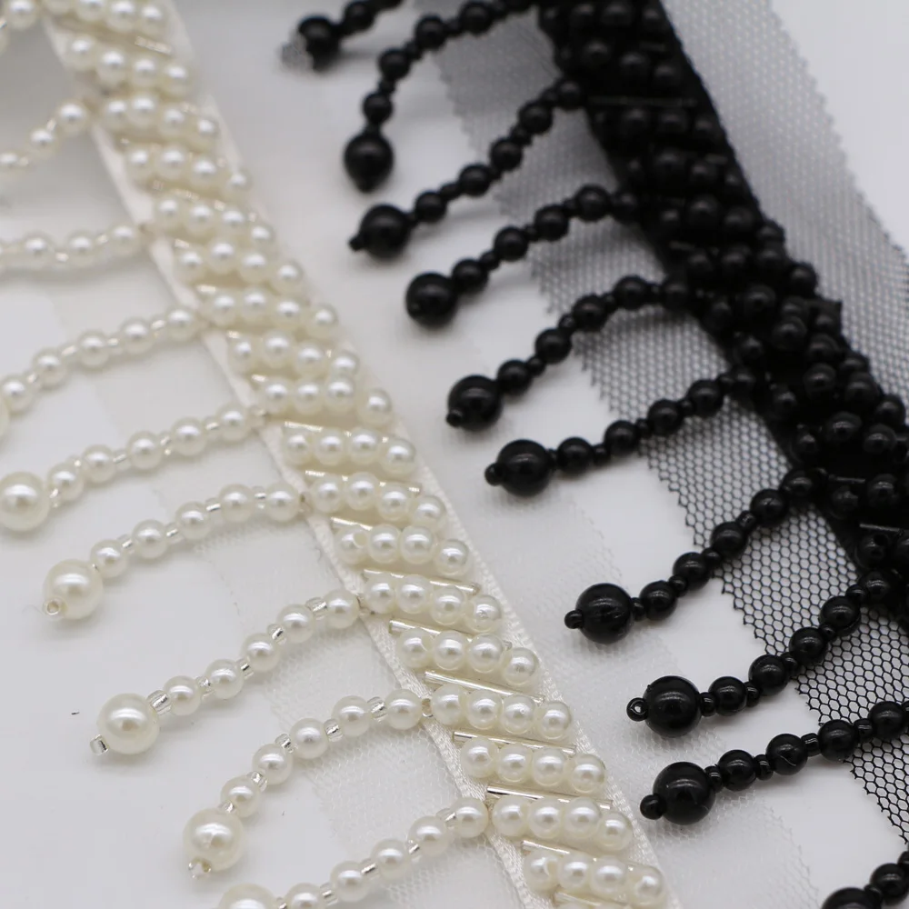Eerafashionicing Thin White Laces for Dresses Kurti Black Pearl