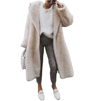 Guangzhou Auyan Woman Fake Fur Coat Medium Length Long Fur Coats For Women