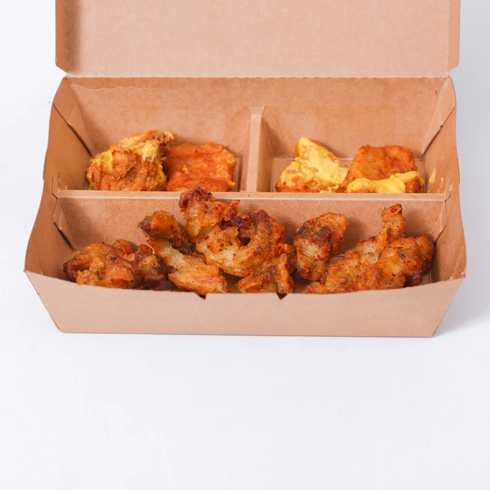 Disposable Biodegradable Take Away Lunch Box Kraft Paper Foldable Food