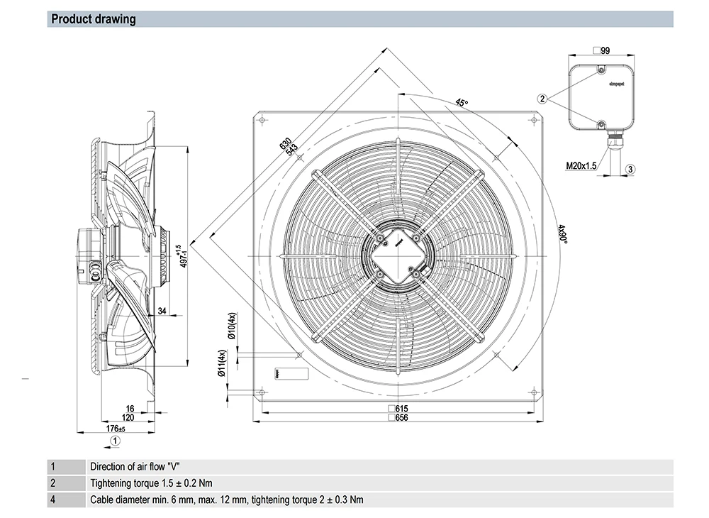 Axial Fan, W4E500-GM03-01, 500mm, Stainless, Steel - detail 4