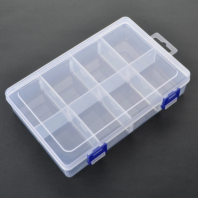 8 Clear Compartments Detachable Dividers Organizer Storage Plastic Box ...