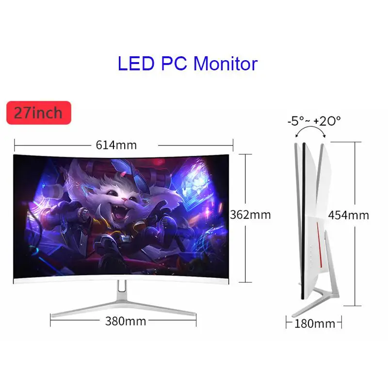 Factory Oem Pc Monitor 27 Inch 4k Curved Screen Monitor Full 1080p Led