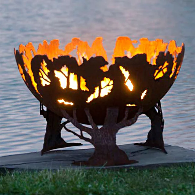 Custom Corten Steel Fire Pit Ball for Enhanced Outdoor Heating, Laser Cut Outdoor Metal Fire Pit Sphere with Dia 800mm, 1000mm
