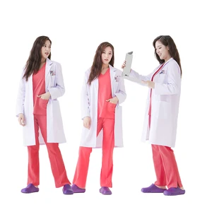 Unisex White Acid Resistant Kids Doctor Breathable Uniform Lab Coat Custom Logo Breathable Nursing Scrubs Set for Men and Women