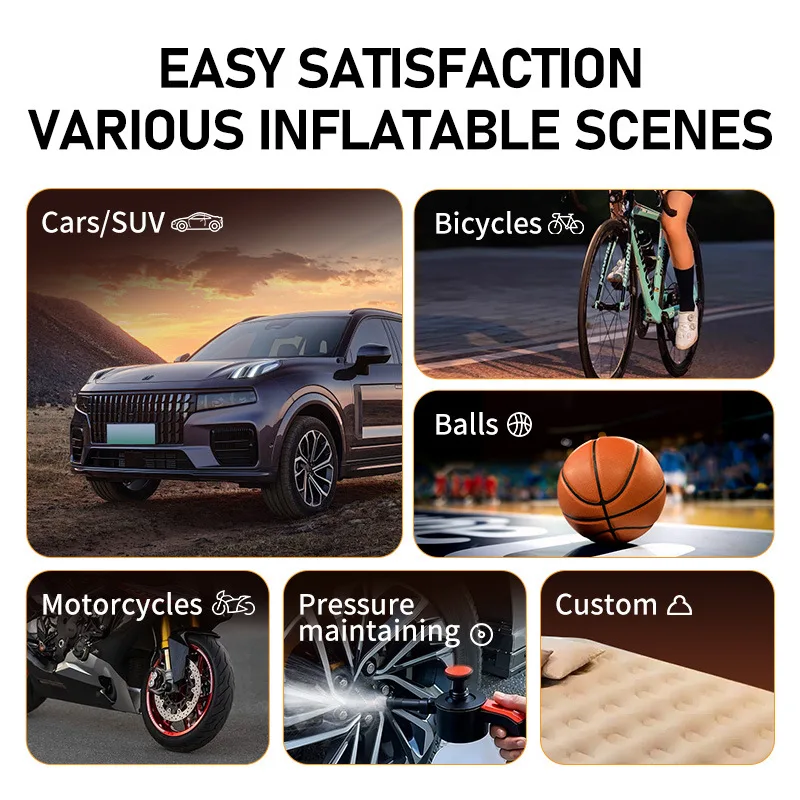 Portable ABS Car Tire Inflator Air Compressor 6000mAh DC 12V Digital Display Fast Inflate Emergency Light for Car Bike - view 5