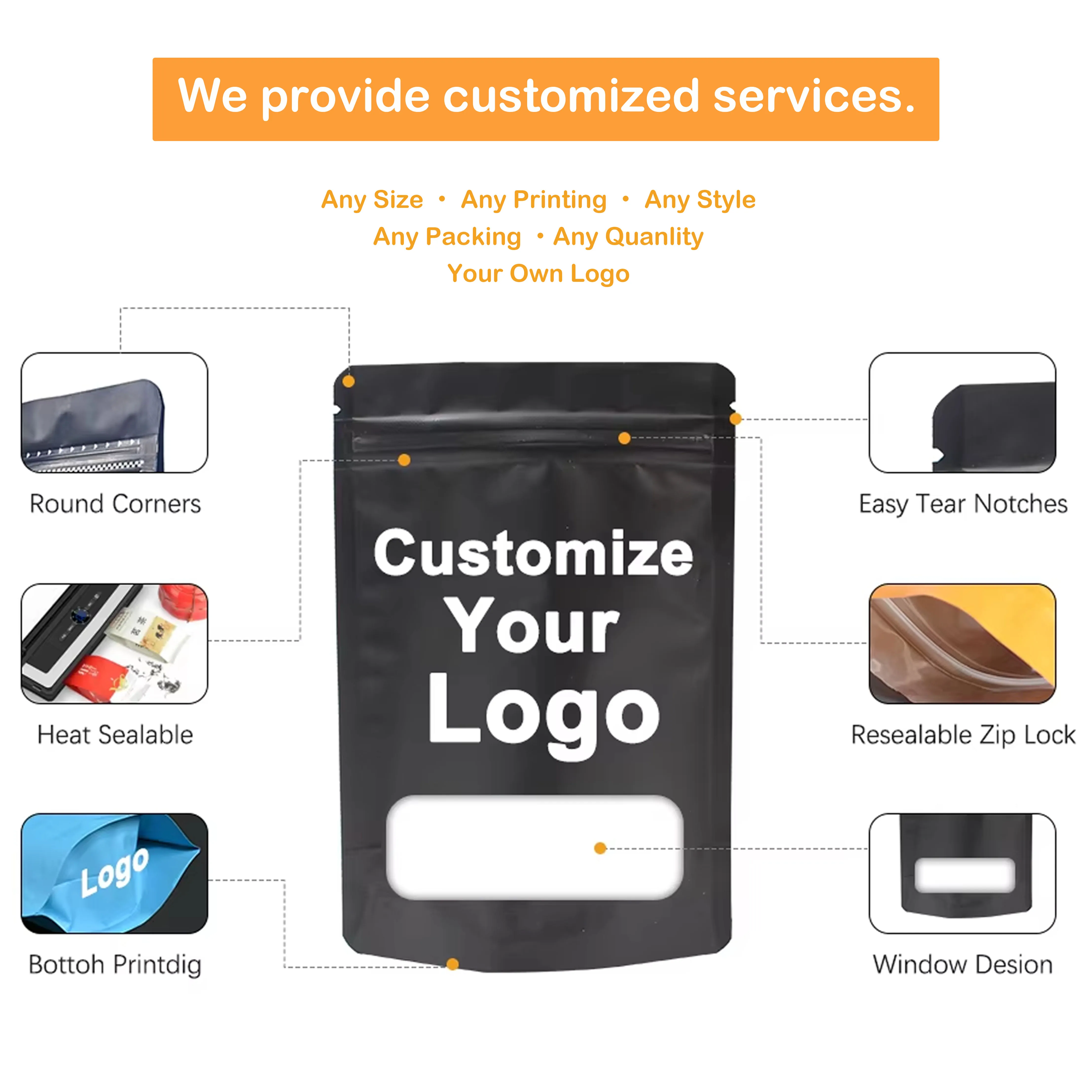 Custom Printed Mylar Bags With Box Full Set 3.5g 7g 14g Holographic Die Cut Smell Proof Resealable Edible Packaging