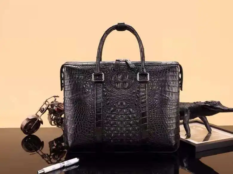 Men's Business Bag Waterproof Briefcase Custom Luxury Real Crocodile Leather Business Messenger Bag - Image 2