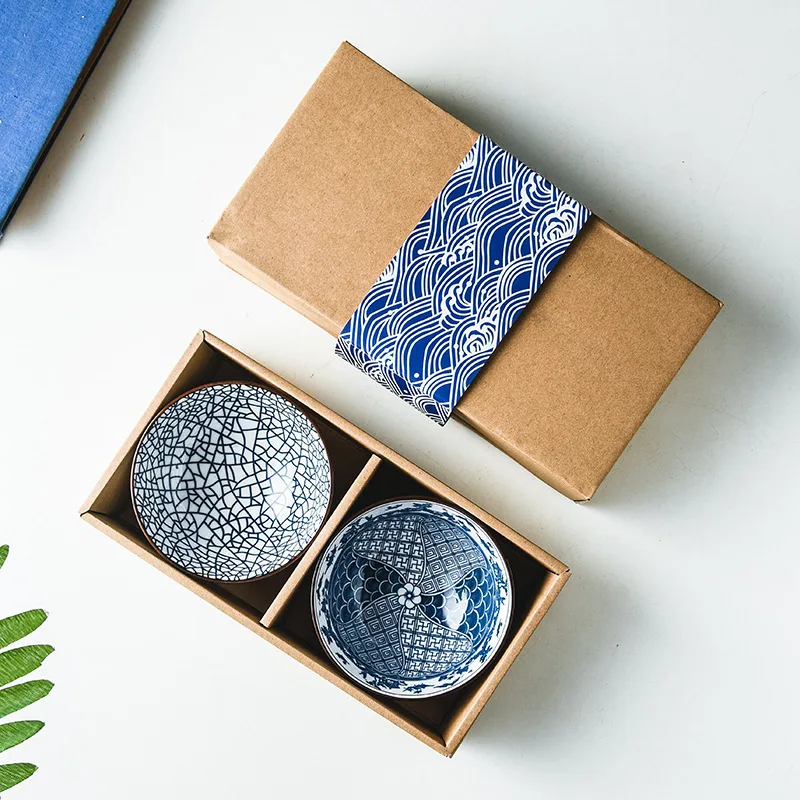 Japanese Style Dinnerware Set Handmade Gift Ceramic Rice Bowl Set