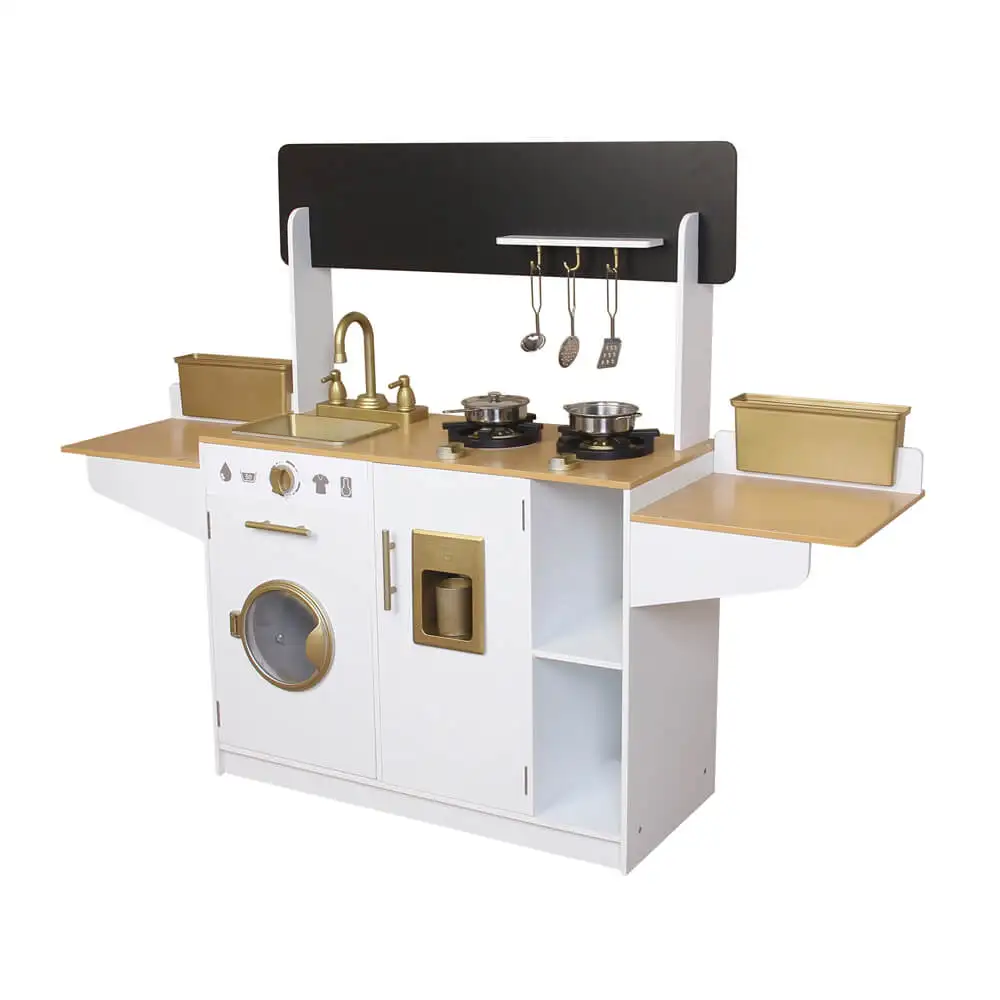 Children Kids Play Kitchen Set Toy with Multiple Accessories Playing Furniture Toys Wooden Pretend Cooking Toy Kitchen Play Set