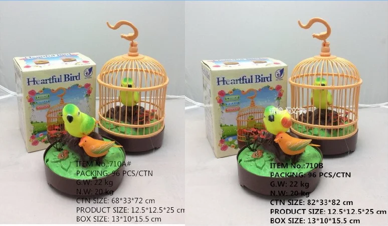 Simulation Electric Plastic Sound Control Birds Cage Voice Controlled Heartful Bird Cages Toys