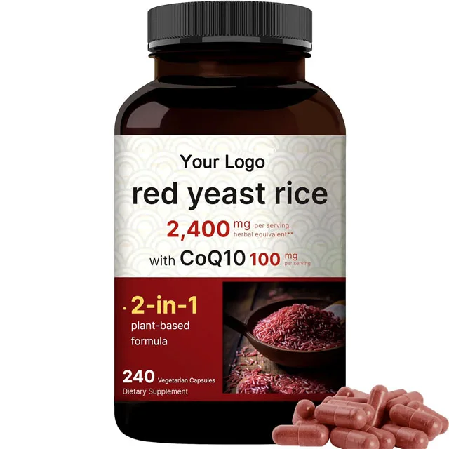Oem Red Yeast Rice With Coq10 Veggie Capsules Max Strength Herbal Supplement For Antioxidant