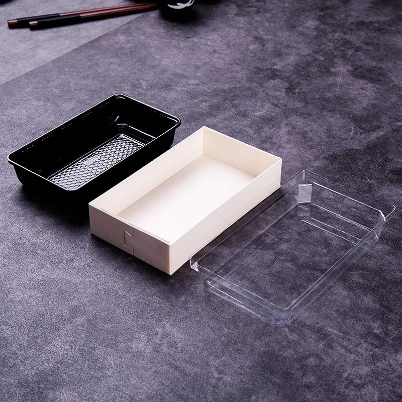 Food Container Tray Packaging Box Sushi Box Japanese Sushi Takeaway Togo Wooden Wood Fruit Cake Custom Biodegradable Disposable
