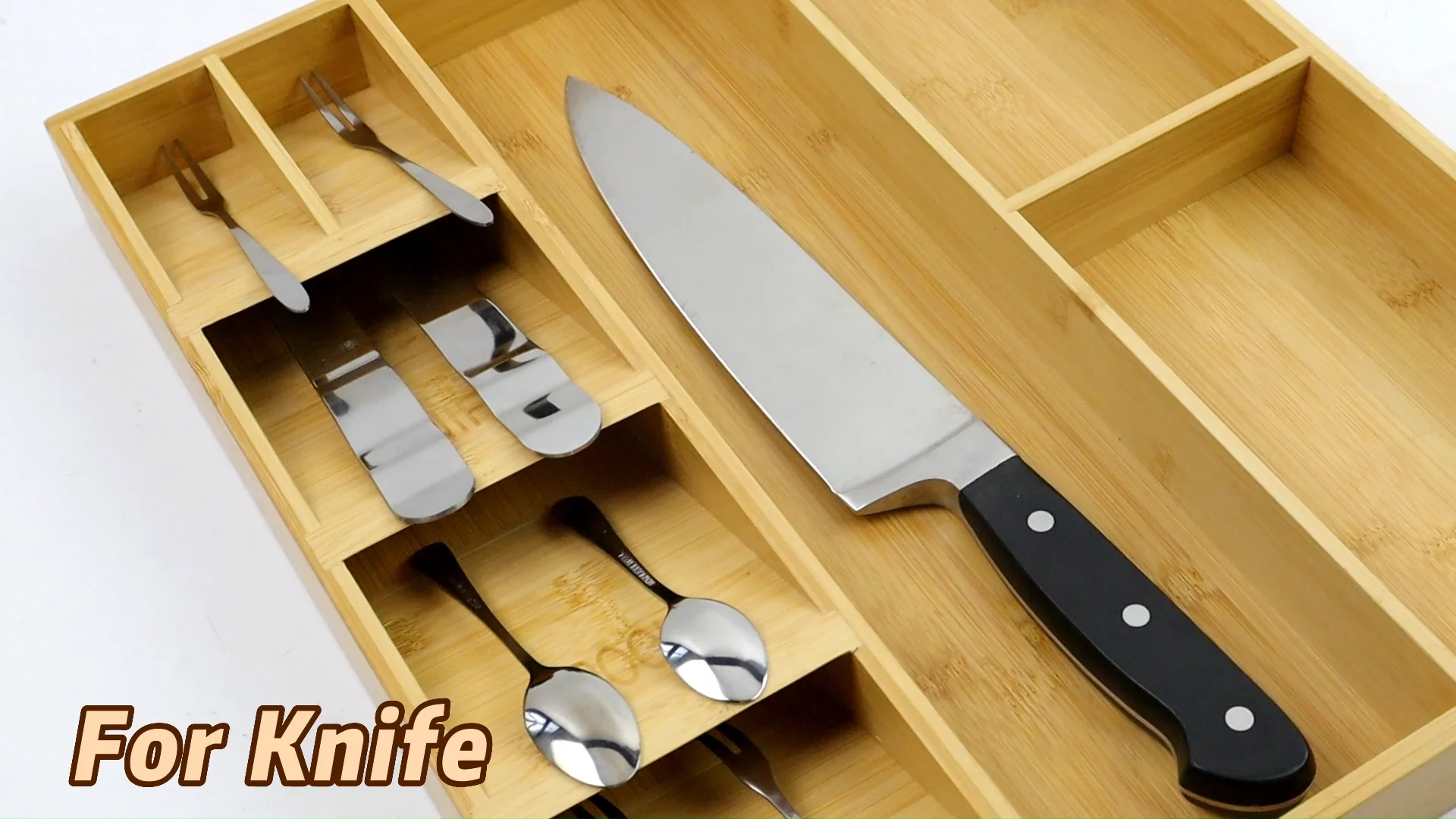 Bamboo Drawer Storage Compact Cutlery Organizer,Kitchen Drawer