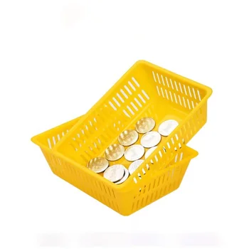 Yellow plastic 500 coins basket game machine coin tokens basket token box