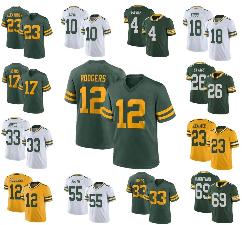 Wholesale Best Quality #9 Christian Watson #23 Jaire Alexander #26 Darnell  Savage Jr. #33 Aaron Jones American Football Jersey From m.