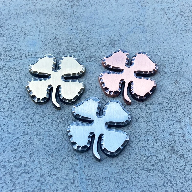 2024 New Design Metal Brass Silver Aged Style 40mm Handmade Forged Square Shape Blank Copper Golf Ball Marker supplier