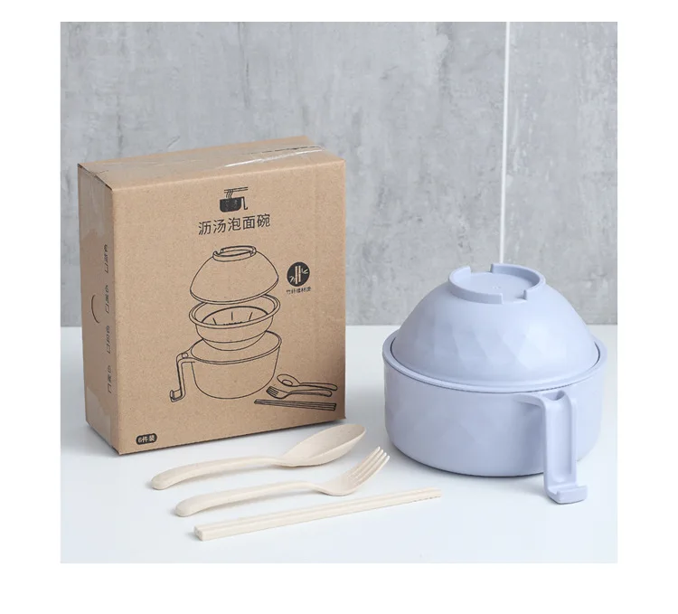 New Creative High Quality Bamboo Fiber Soup Bowl Set Noodles Food Dinnerware with Lid Customized PP Mixing Bowls