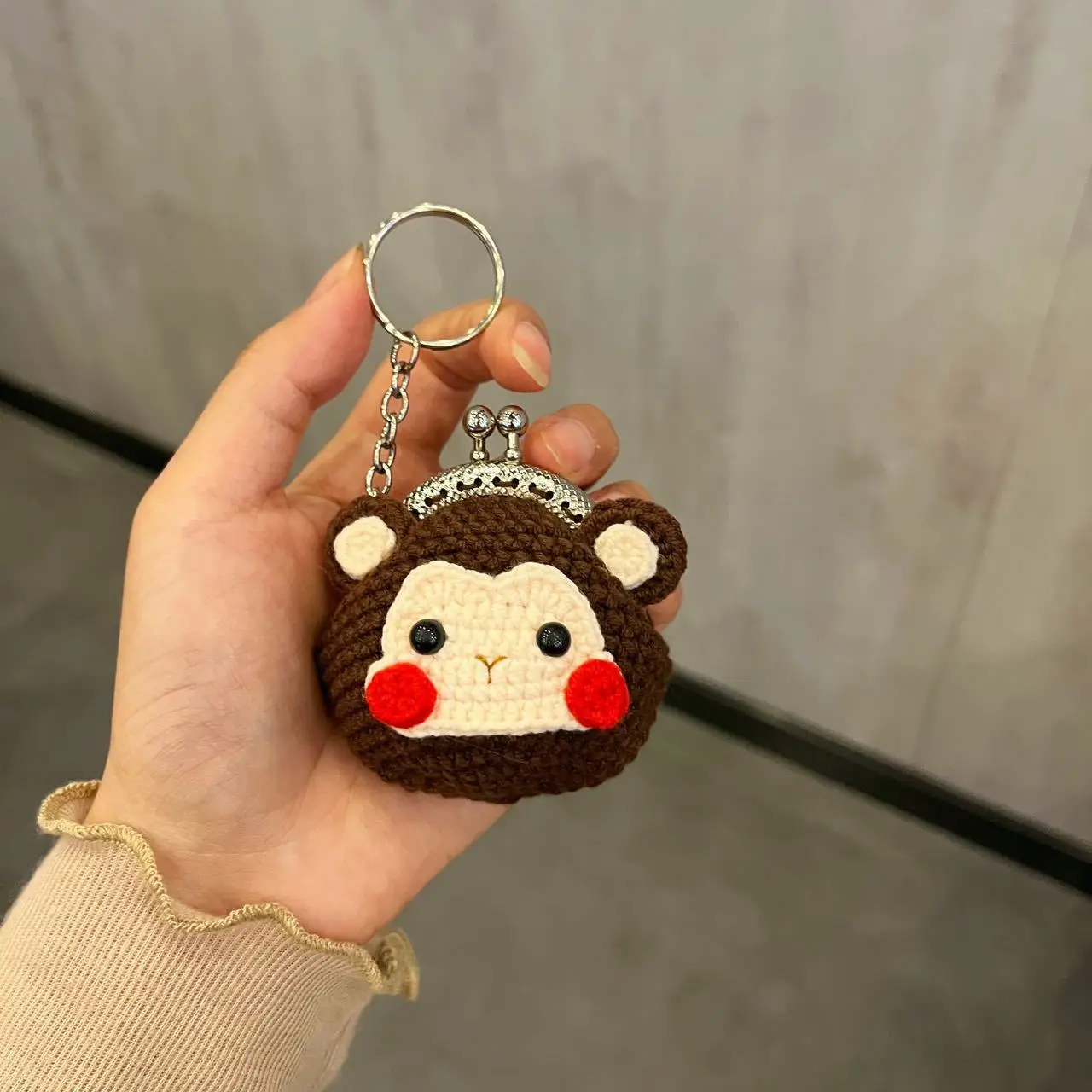 Monkey Keychain Purse Monkey Keyring Handbag Brand With Monkey