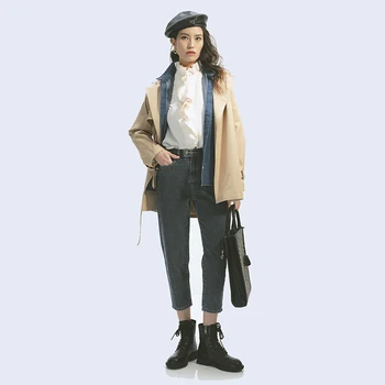 Women's windbreaker short and simple Minimalist luxury trench coat Women's slim cotton coat