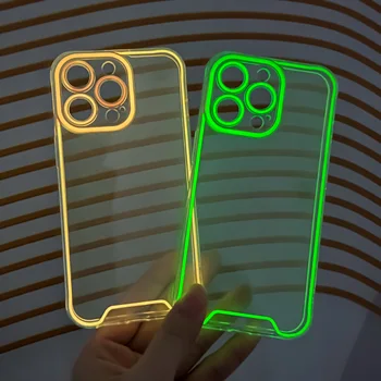 Night Light Luminous TPU Soft Phone Case for IPhone 15 14 13 Fluorescent Neon mobile phone & accessories for iphone 15 16 pro