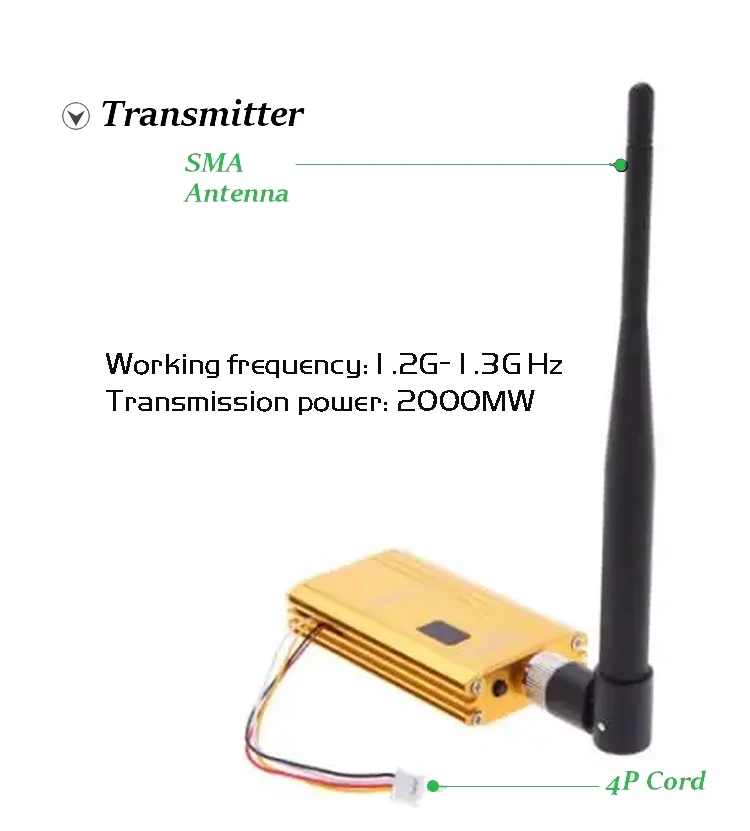 1,2G 1,5W 5W Digitaler Sender und Empfänger mit Display für Drahtlosen Audio-Video-Übertragung für FPV-Drohnen-Zubehör – Detail 2