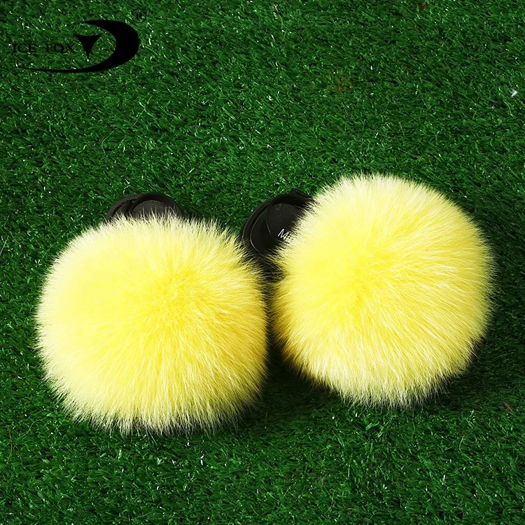 Детские шлепанцы из натурального Лисьего меха, Симпатичные шлепанцы, детские шлепанцы из розового меха для маленьких девочек