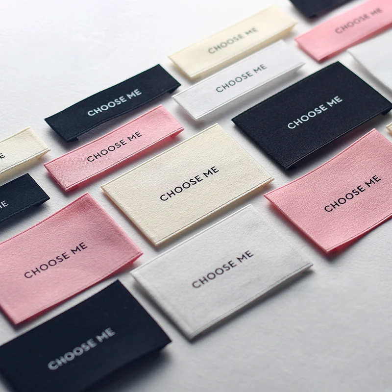 Custom Sewed Luxury Soft Satin Private Clothing Woven Label Tshirt