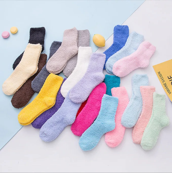 Plush Slipper Socks Women - Colorful Warm Fuzzy Crew Socks Cozy Soft for  Winter Indoor