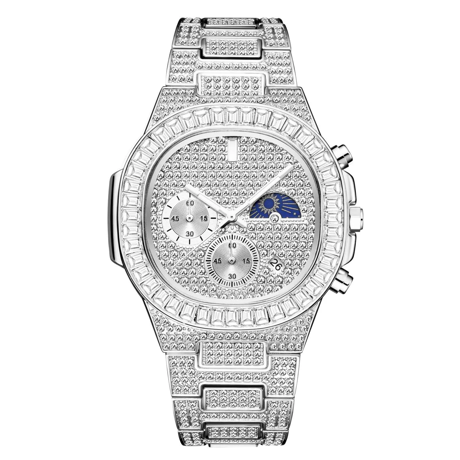 Top Brand Luxury Male Quartz Men Wristwatch Unique Gift for Men Lced Out Gold Diamond Watch