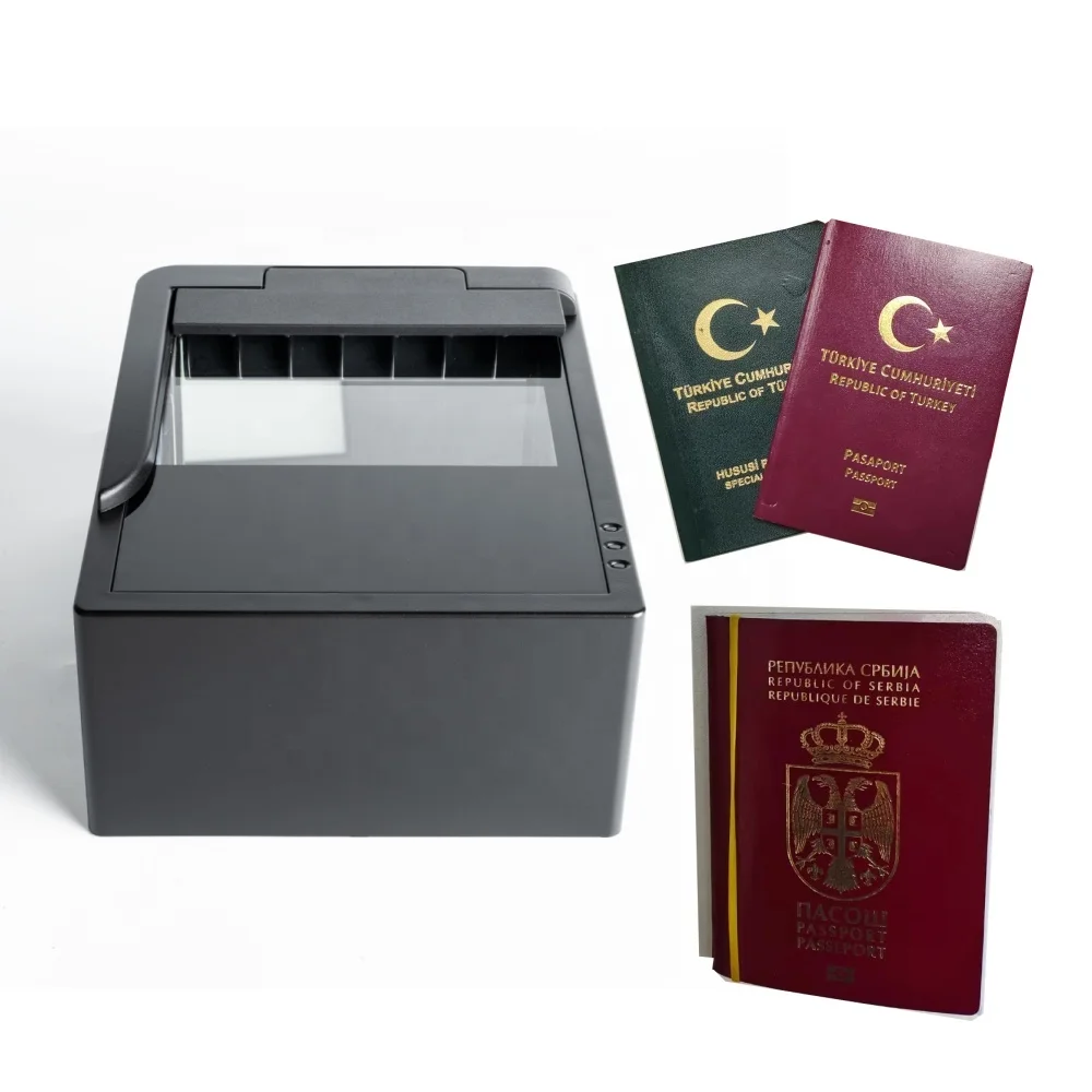 零售电子护照阅读器射频识别NFC身份证驾驶执照芯片护照扫描仪，带白色红外红光和紫外光