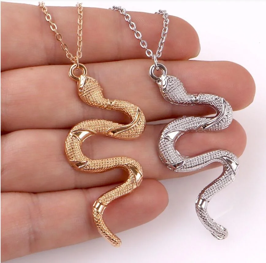 Wholesale Metal 18K Gold Plated Snake Charm Pendant Necklaces Hot