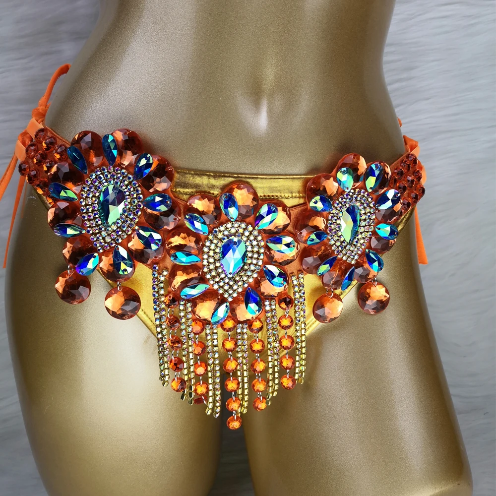 New Arrival Sexy Samba Carnival for Women Wire Bra & Belt Stones Samba Suit Party Rave Dancing Outfit