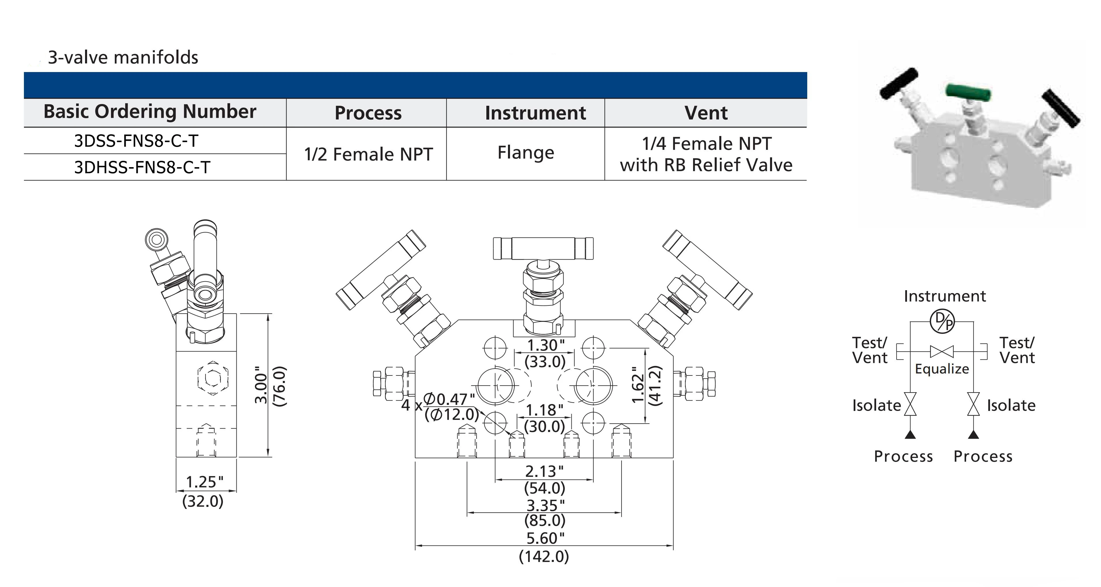 3-way Instrumentation Manifold Valve Swagelok Block And Bleed Manifold ...