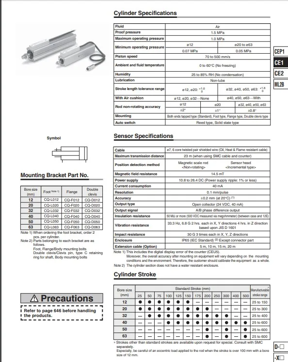 Ce1 Series Ce1b32-100 Smc Stroke Reading Cylinder - Buy Stroke Reading ...