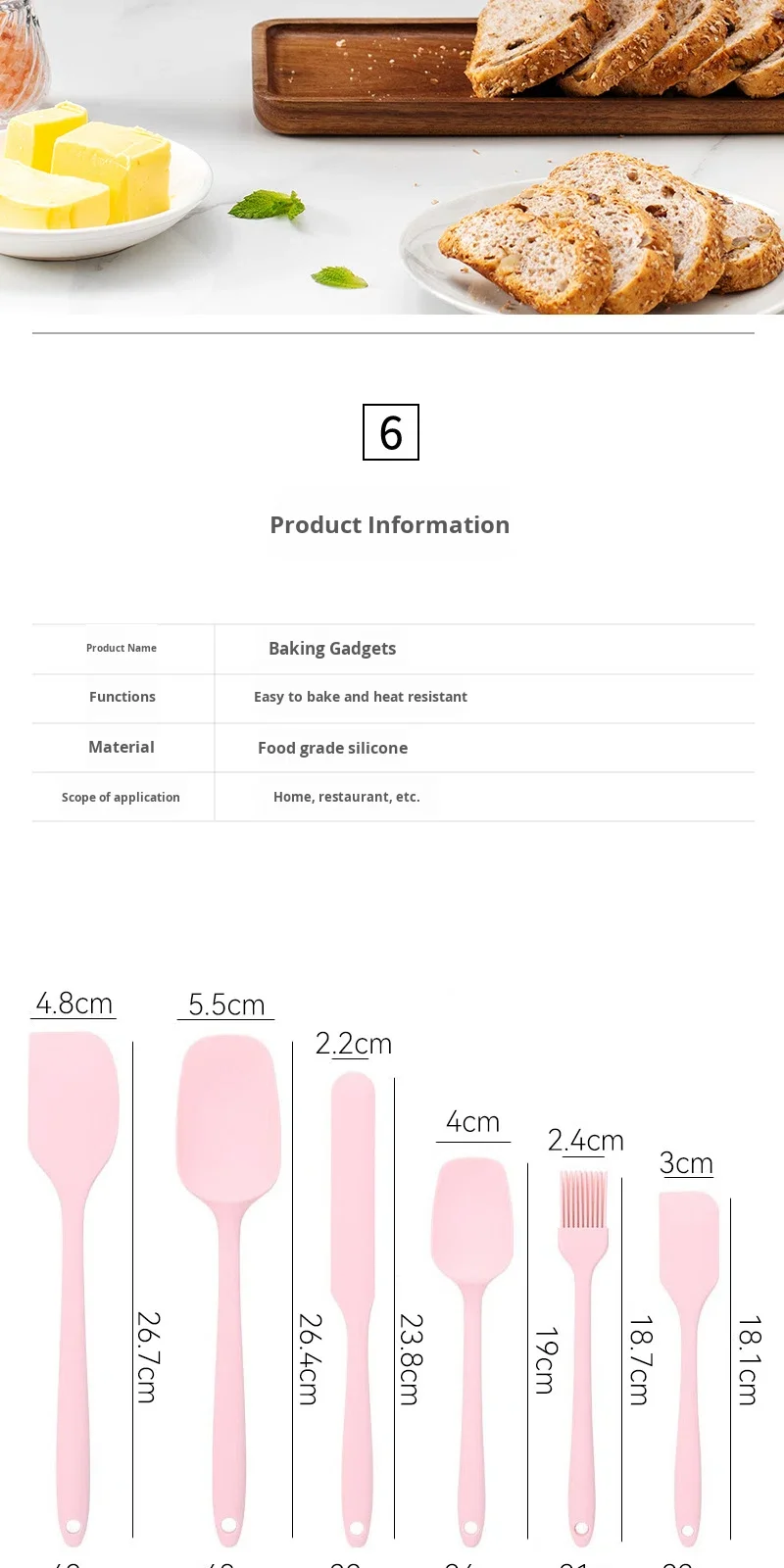 Flexible Food-Grade Silicone Spatula Set Heat Resistant Kitchen Cooking & Baking Scraper Non-Stick Cookware Accessories manufacture