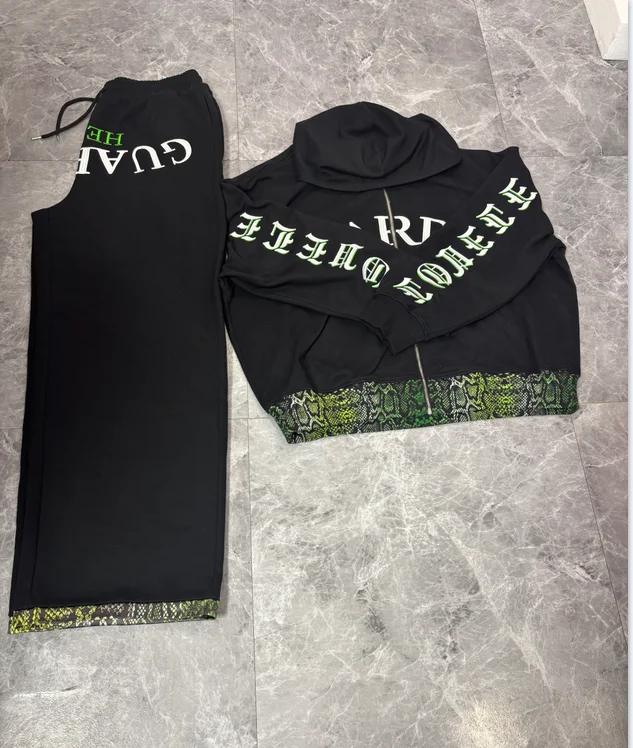 Unisex Regular Eco-Friendly Nylon Plus Size XXL Winter Casual Sports Suit Printed Thickened Oversized Drawstring Hoodie Set