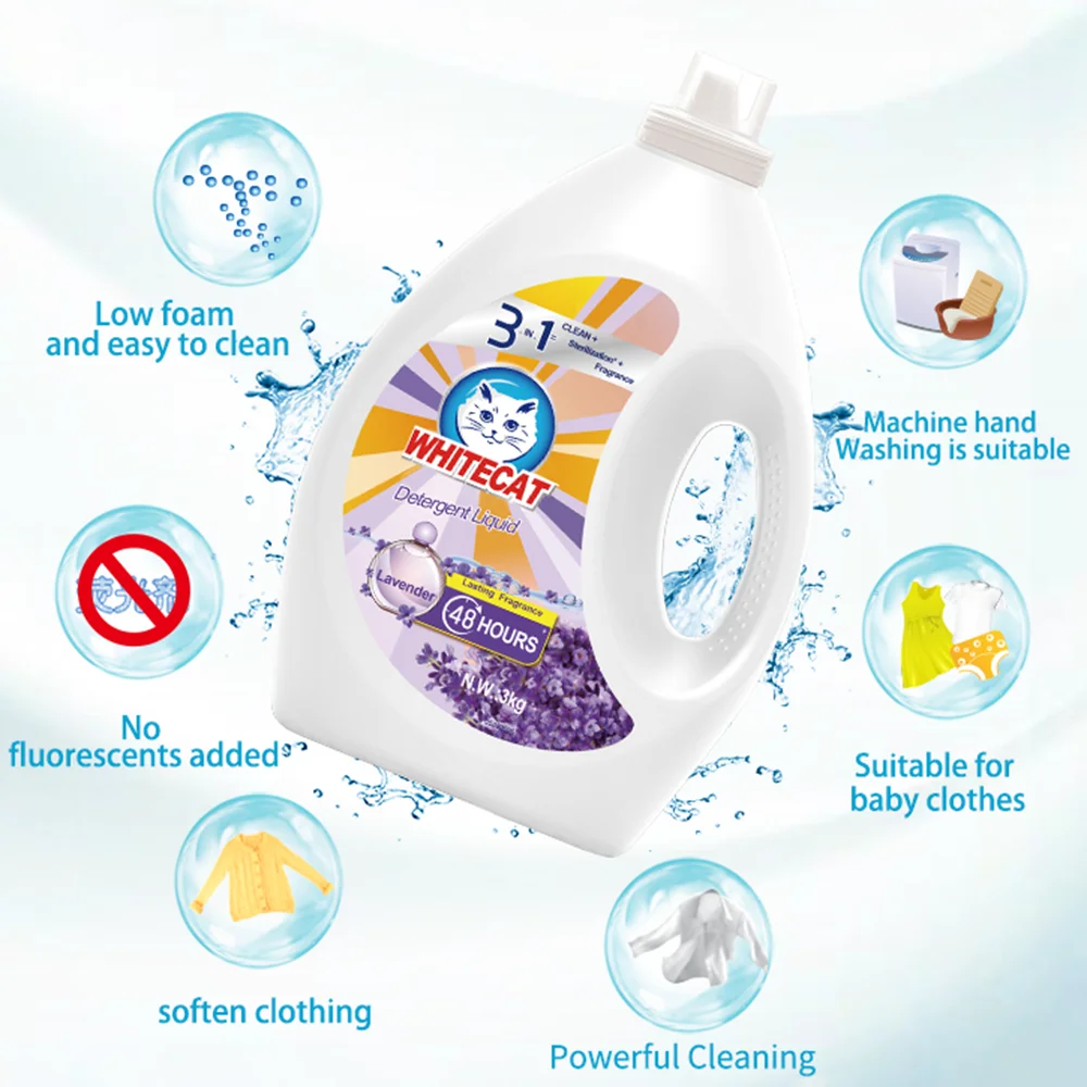 OEM Universal Laundry Detergent 3kg Concentrated Lavender Washing Detergent Liquid for washing clothes