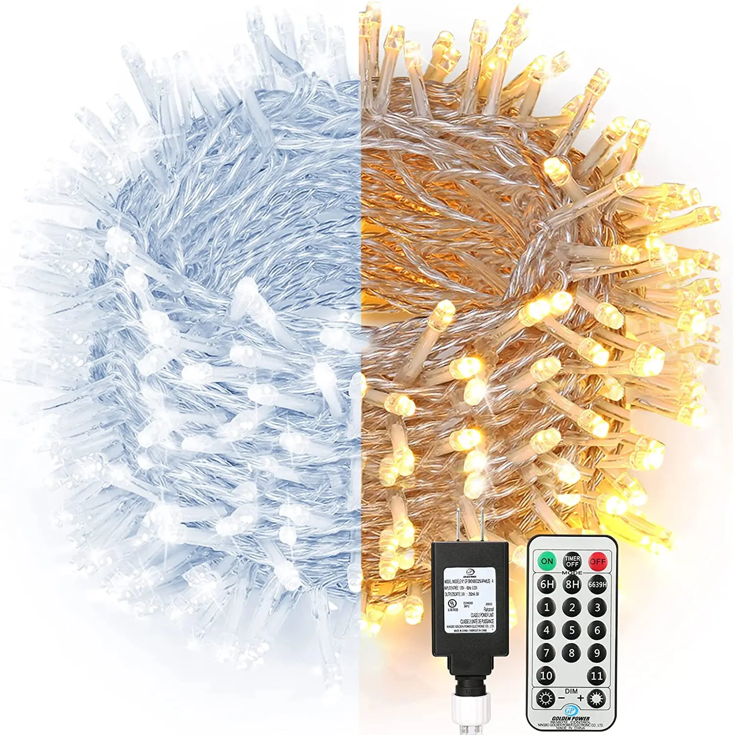 Waterproof Christmas Tree Lights With Remote 197ft Warm White