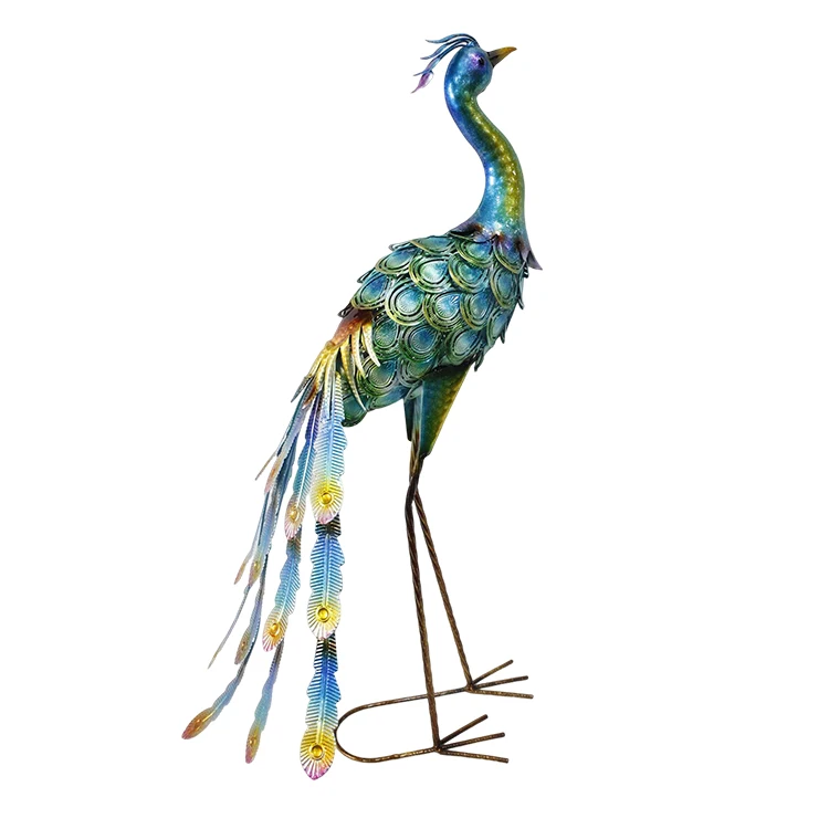 Metal Peacock  Statues Standing Sculptures Art For  Indoor Outdoor Backyard Porch Patio Lawn