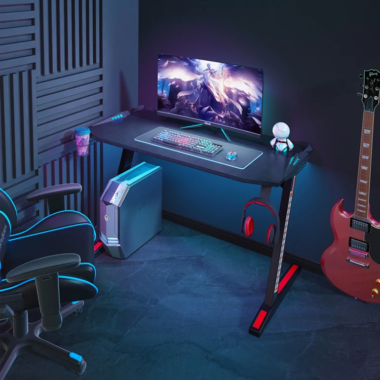 Modern Electric Pc Gaming Table Zshaped Computer Desk Rgb Led Lights Computer Pc Gamer Gaming