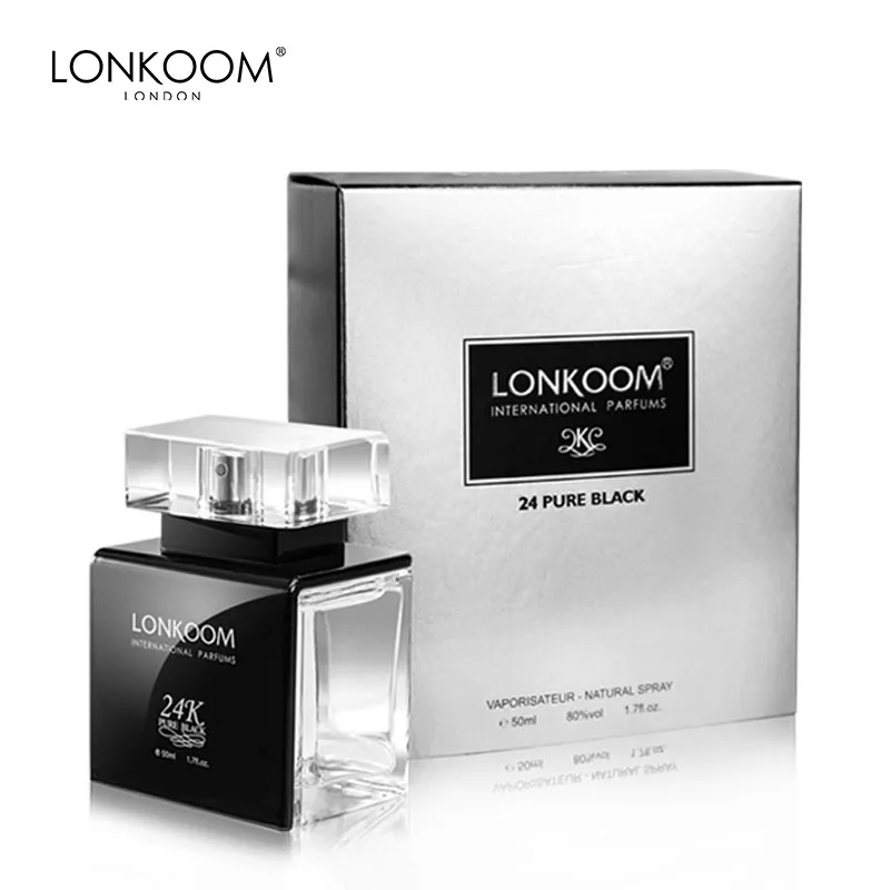 50ml Men Perfume Unique Design Portable Traveling Size Bottle LONKOOM Mini Perfume 24K Pure Black