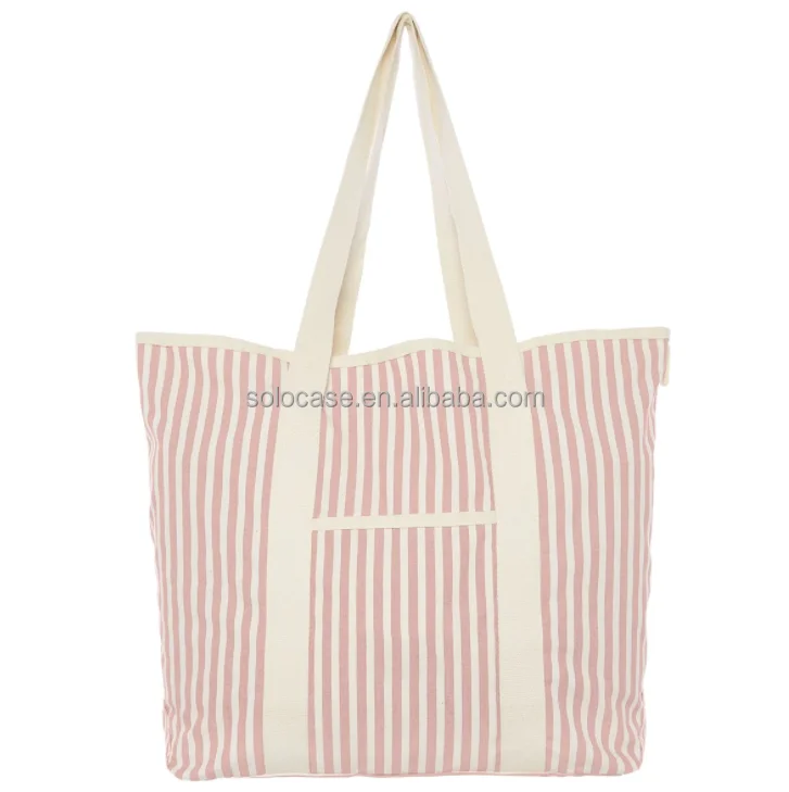 Fashion Seersucker Tote Beach Bag