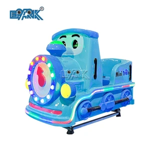 High Quality Movable Little Blue Train Fiberglass Kiddie Ride 1-Year Warranty Cartoon Swing Rocking Toy for Kids Wholesale