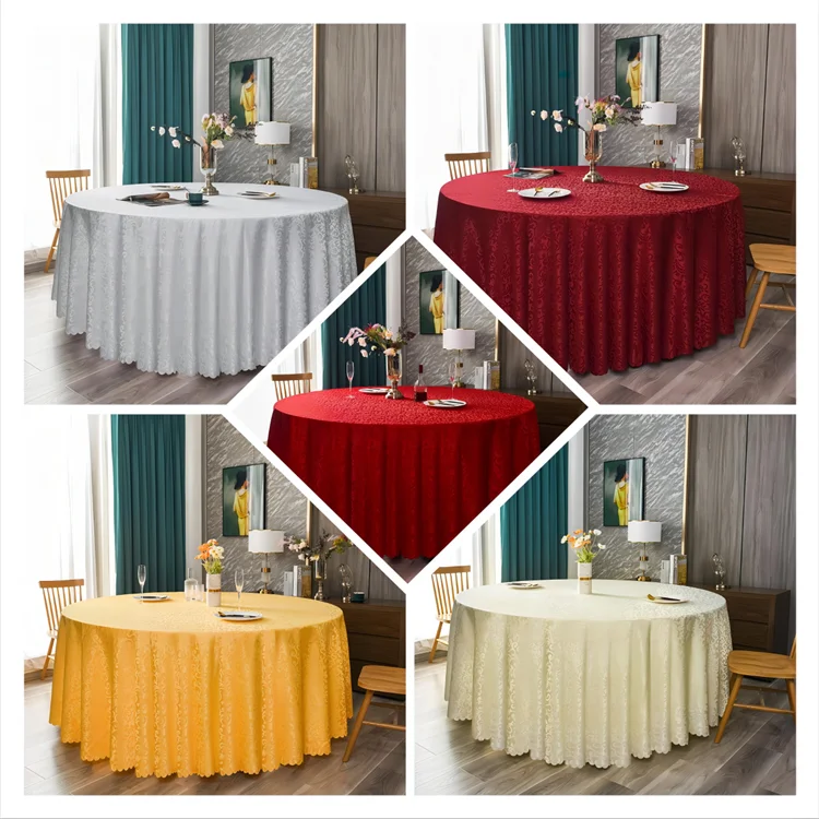 Wholesale polyester 120 inch round jacquard tablecloths for wedding banquet party events table cloth