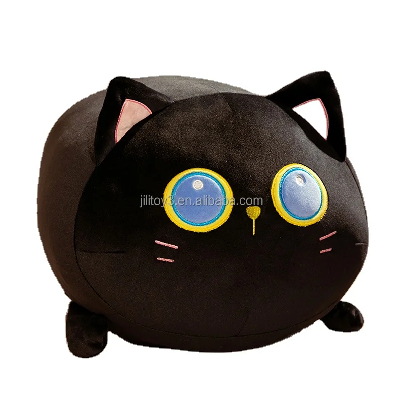 fat black cat plush