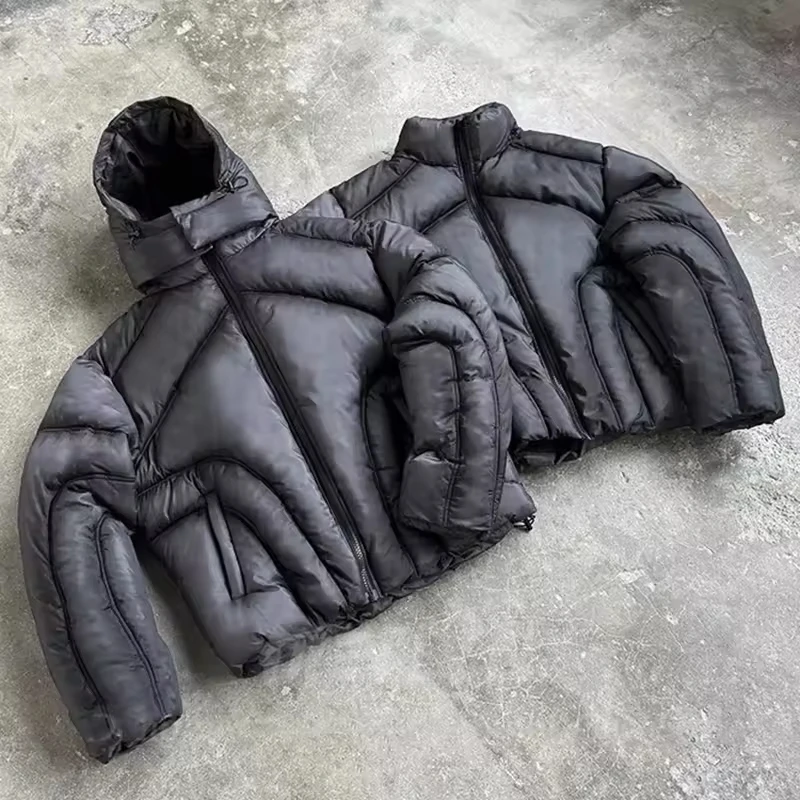 Fashion Design Winter Wear Warm Oversized Vintage Nylon Zipper Bomber Puffer Jackets for Men Down Coat Puffer Down Jacket
