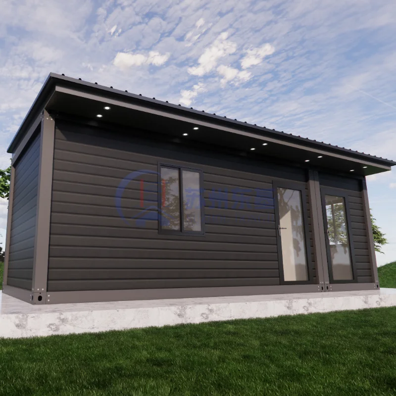 منزل صغير مسبق الصنع من الصين 26 قدم * 10 قدم مع ألواح ساندويتش وسقف مائل منزل حاويات وحداتي لمكتب