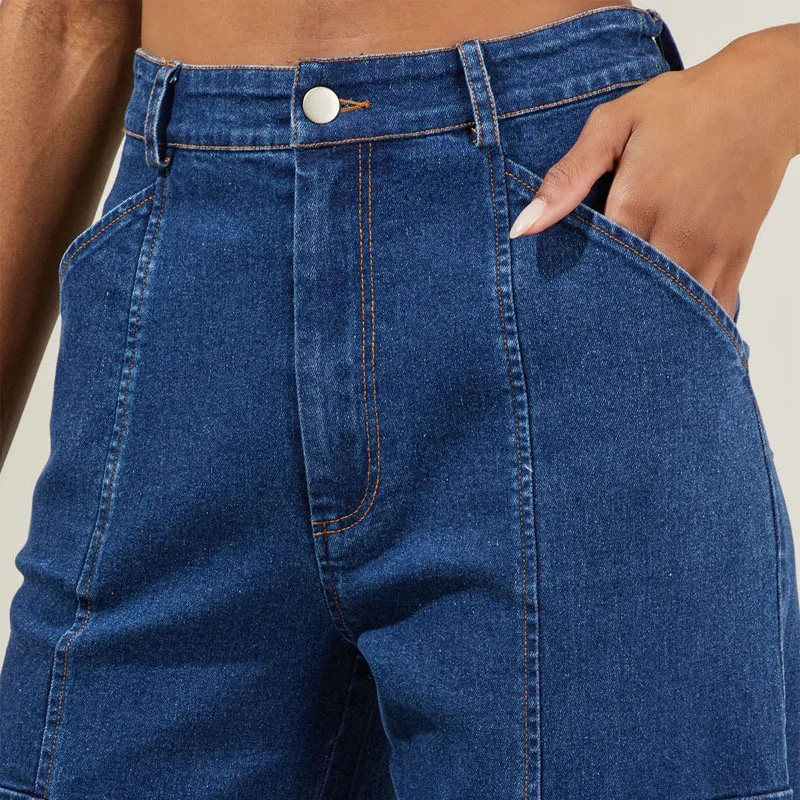 Shop Wholesale DS Denim Cargo Pants Dark Blue Casual Style